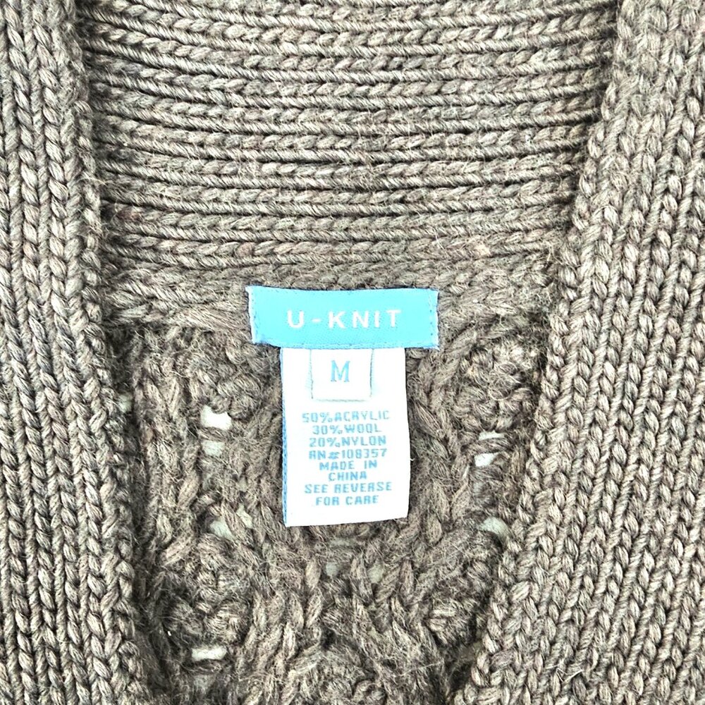 U Knits Charcoal Pointelle Shawl Collar Cardigan Sweater Medium - Picture 13 of 13